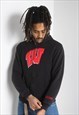 VINTAGE WISCONSIN BADGERS ZIP UP COLLEGE HOODIE BLACK