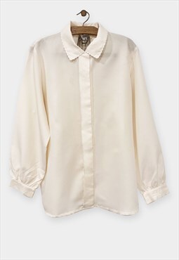 Cream Long Sleeve Embroidered Blouse