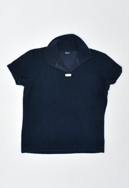 Vintage 90's Fila Corduroy Polo Shirt Navy Blue