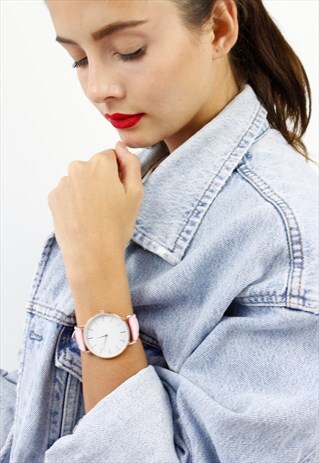 PINK & ROSE GOLD WHITE FACE WATCH