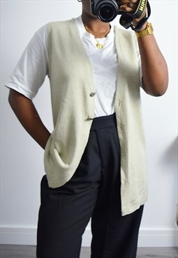 Vintage 90s Cardigan with Buttons Beige