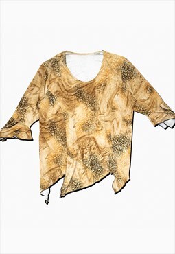 Vintage Y2K 00s leopard print asymmetric blouse