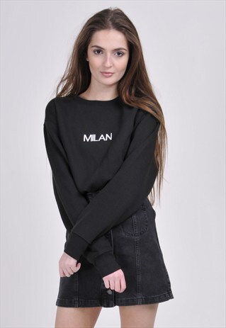 SALE - BLACK MILAN SWEATSHIRT - EMBROIDERED