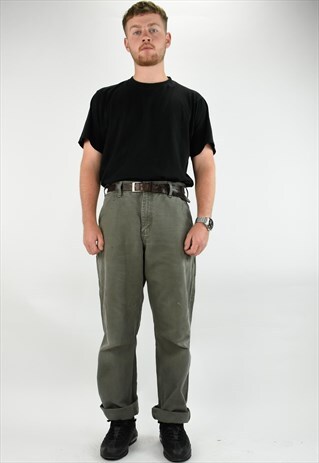 GREY CARHARTT STRAIGHT LEG WORK TROUSERS