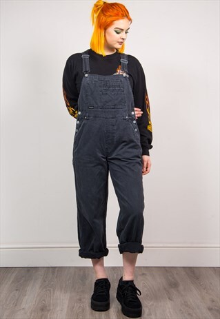 VINTAGE 90'S BLACK DENIM LONG STRAIGHT LEG DUNGAREES
