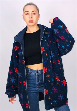 VINTAGE SNOWFLAKE WATERPROOF REVERSIBLE FLEECE