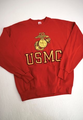 VINTAGE 90S SOFFE SWEATS RED USMC SWEATSHIRT