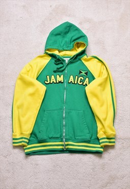 Vintage Jamaica Green Yellow Embroidered Hoodie