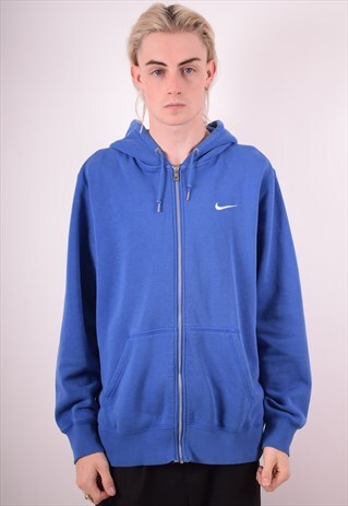 NIKE MENS VINTAGE HOODIE JACKET XL BLUE 90S