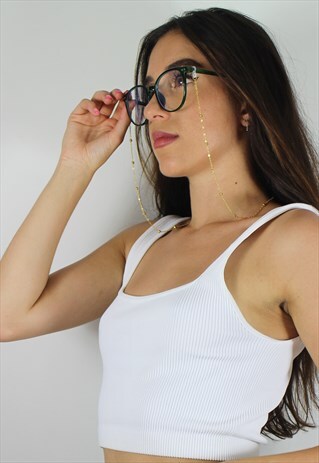 Y2K GLASSES CHAIN IN GOLD WITH BALL DETAIL