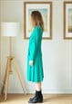 GREEN LONG SLEEVE MIDI VINTAGE DRESS