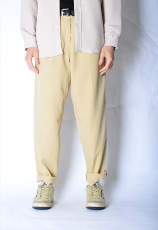 VINTAGE 90S UNISEX BEIGE WOOL BLEND PANTS