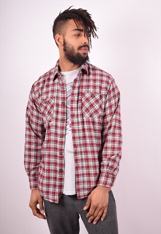 WRANGLER MENS VINTAGE SHIRT MEDIUM RED CHECK 90'S