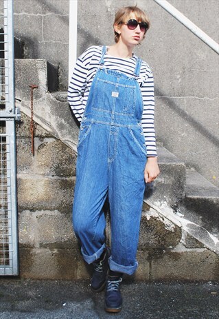 VINTAGE 90S BLUE DENIM DUNGAREES