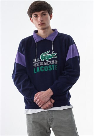 VINTAGE LACOSTE BOOTLEG PULLOVER 80S 90S NAVY BLUE