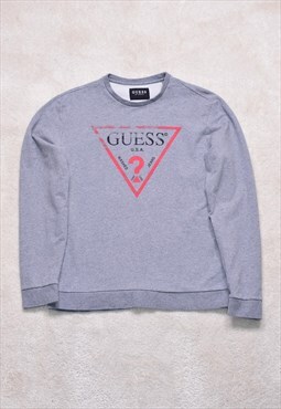 Vintage Guess Grey Big Logo Sweater 