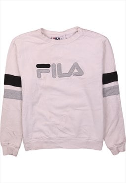 Vintage 90's Fila Sweatshirt Spellout Crew Neck White Small