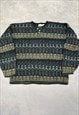 VINTAGE BUGLE BOY KNITTED JUMPER PATTERNED GRANDAD SWEATER