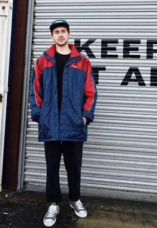 VINTAGE 90S ADIDAS RED & BLUE FOOTBALL COACH FESTIVAL JACKET