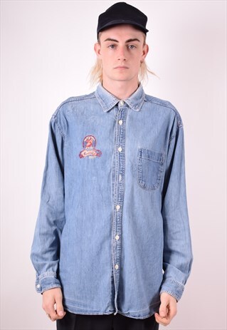 MENS VINTAGE DENIM SHIRT XL BLUE 90S