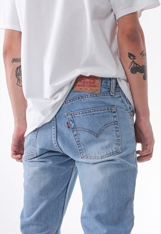 VINTAGE LEVIS 521 DENIM PANTS TROUSERS SLIM 90S BLUE