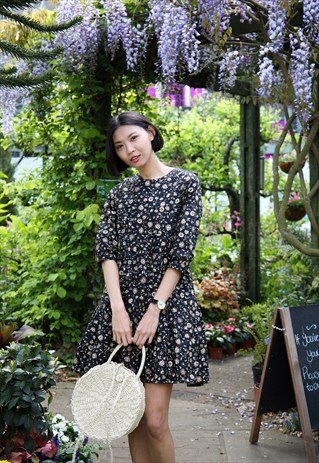 BECCA TIERED SMOCK- BLACK FLORAL