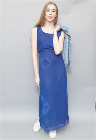 VINTAGE 1990'S VIBRANT BLUE TIE-DYE MAXI DRESS