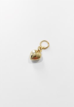 54 Floral Hanging 3D Heart Pendant Hoop Earring - Gold