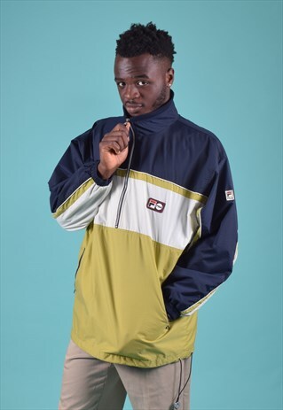 VINTAGE FILA MUSTARD, NAVY AND WHITE WINDBREAKER