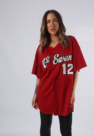 VINTAGE BASEBALL JERSEY TOP OVERSIZED T-SHIRT UK 18 (DAO)