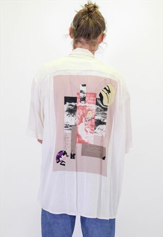 VINTAGE CRAZY ABSTRACT FESTIVAL PATTERN FESTIVAL SHIRT XL
