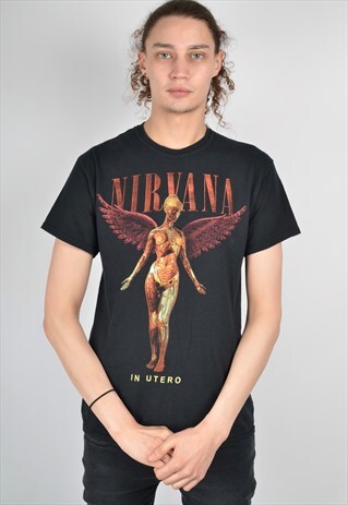 VINTAGE NIRVANA IN UTERO BAND T-SHIRT BLACK