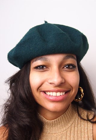 BLUE GREEN WOOL BERET