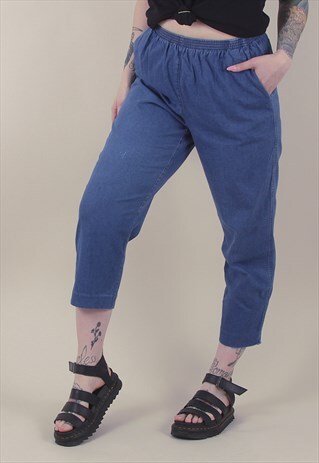 VINTAGE BLUE DENIM HIGH WAISTED MOM JEANS /AB3013