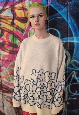 Bunny sweater rabbit top cable knit animal jumper cream