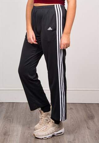 ADIDAS 90'S BLACK HIGH WAIST TRACKSUIT BOTTOMS TROUSERS