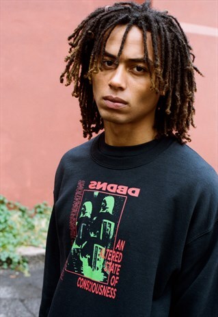SWEATSHIRT IN BLACK WITH PSYCHEDELIC TRANSFORMATIONS PRINT