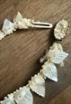 50'S VINTAGE MOTHER OF PEARL CREAM SHELL FABRIC NECKLACE
