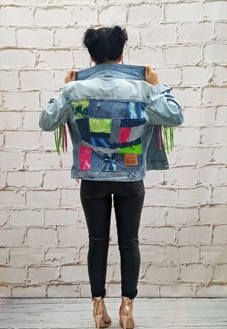 VINTAGE REWORKED LEVI'S DENIM JACKET/ FRINGED /FESTIVAL