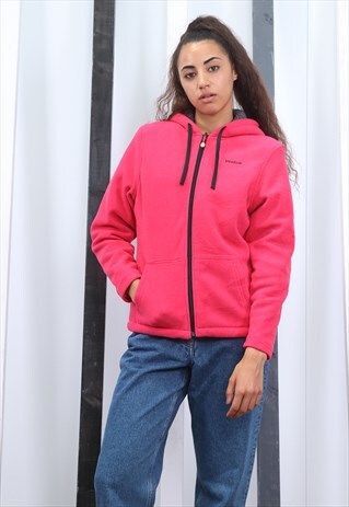 VINTAGE 90S PINK REEBOK ZIP UP FLEECE. UNISEX. OVERSIZED.