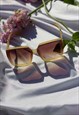 Cream Front Lens Chunky Square Angled Sunglasses
