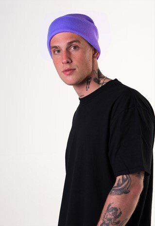 ESSENTIAL CUFFED BEANIE HAT - LAVENDER PLUM PURPLE