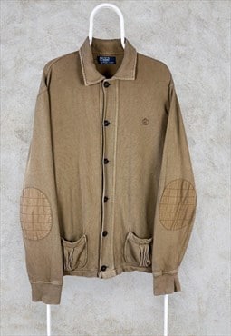 Polo Ralph Lauren Button Up Cardigan Tan Beige Cotton Large