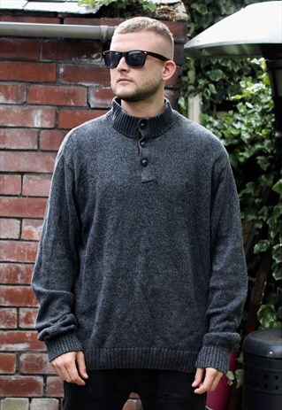 VINTAGE GREY CHAPS KNITTED SWEATER XL