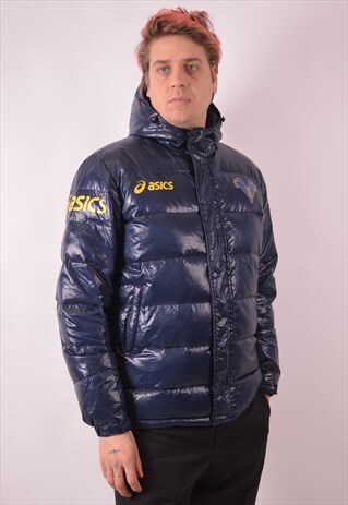 ASICS MENS VINTAGE PADDED JACKET MEDIUM BLUE 90S