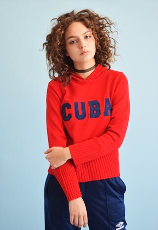 90'S RETRO ATHLEISURE KNIT HOODIE TEEN JUMPER TOP
