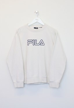 Vintage Fila spell out sweatshirt in white. Best fits XS