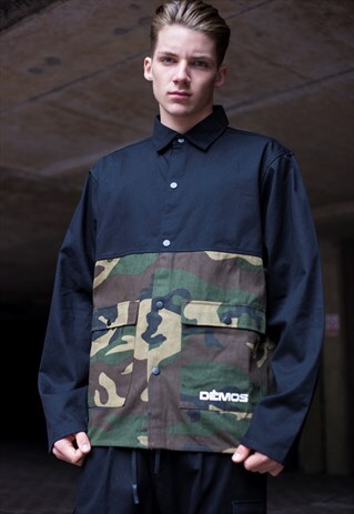 DEMOS BLACK CAMO 1945 COTTON TWILL SHIRT