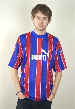90'S VINTAGE BLUE & RED PUMA LOGO T SHIRT