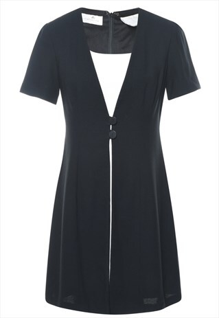 BEYOND RETRO VINTAGE BLACK COAT DRESS - M